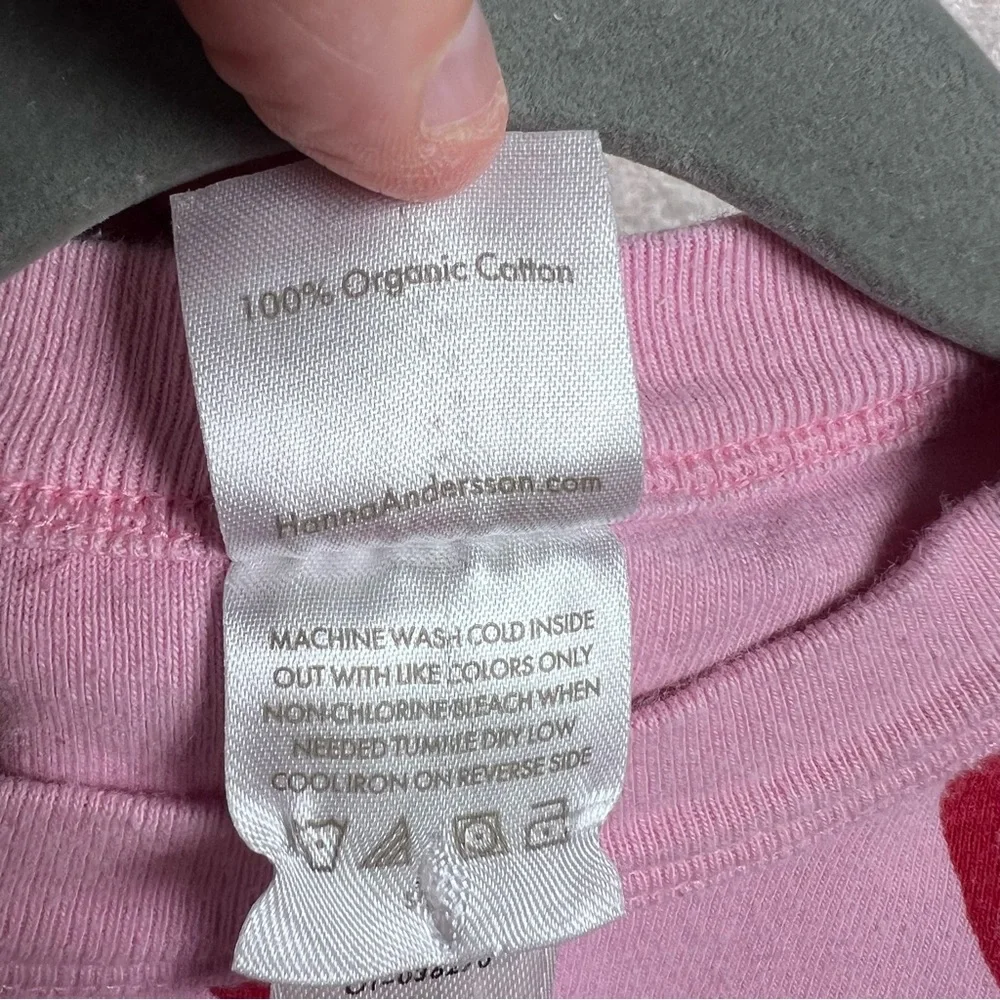 Hanna Andersson Kids Heart Pink‎ Matching Set Pajamas Size 8